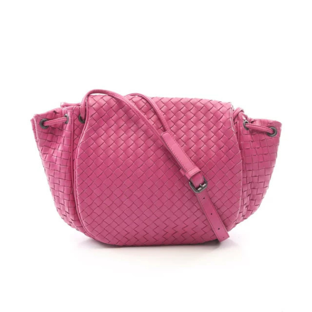 Bottega Veneta Intrecciato Shoulder Bag Leather Pink